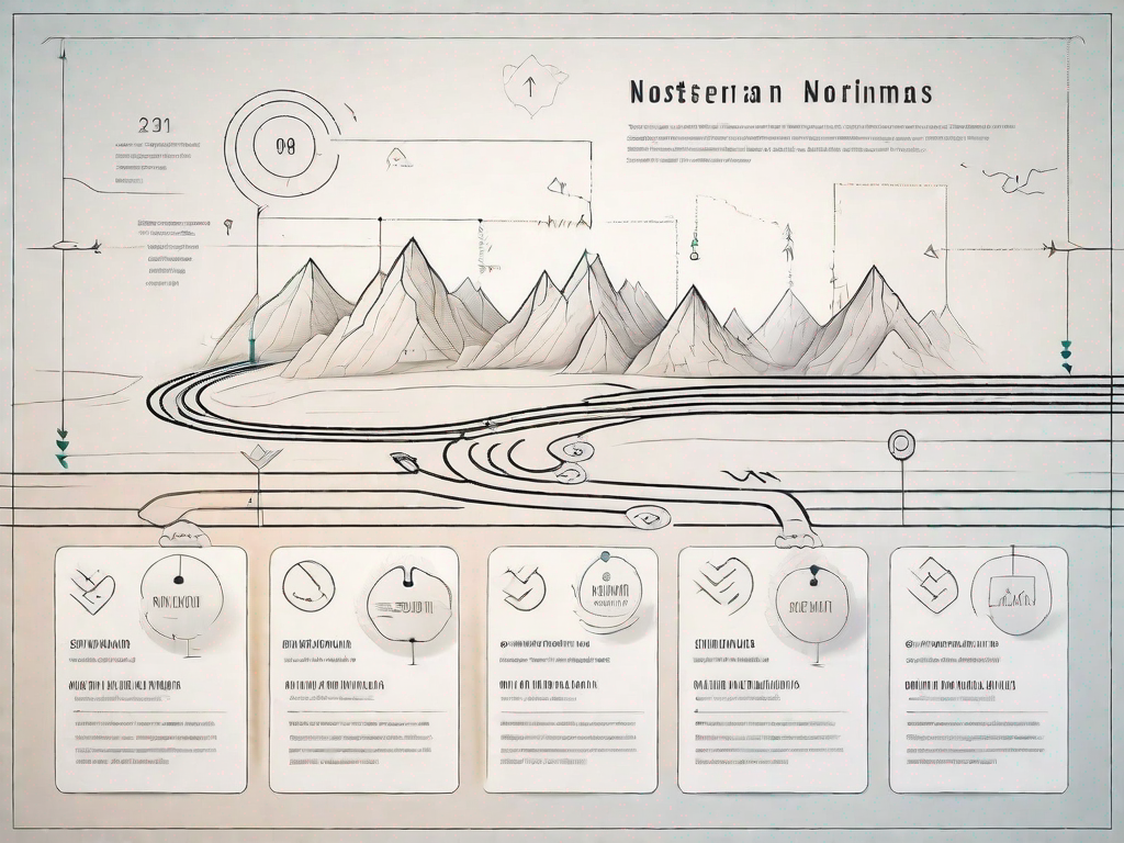 A detailed roadmap with various milestones and markers